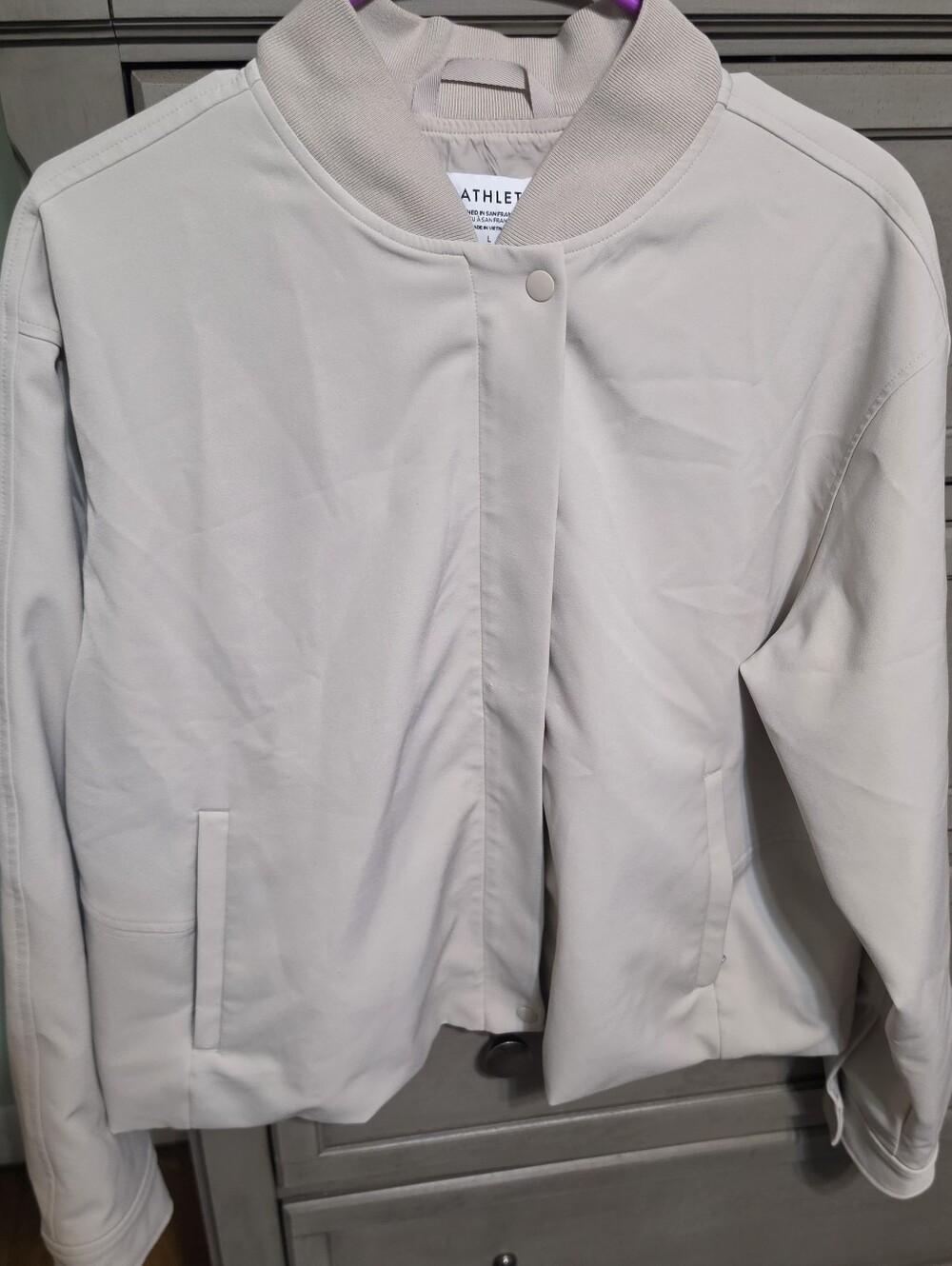 Athleta Light Cream Bomber Jacket